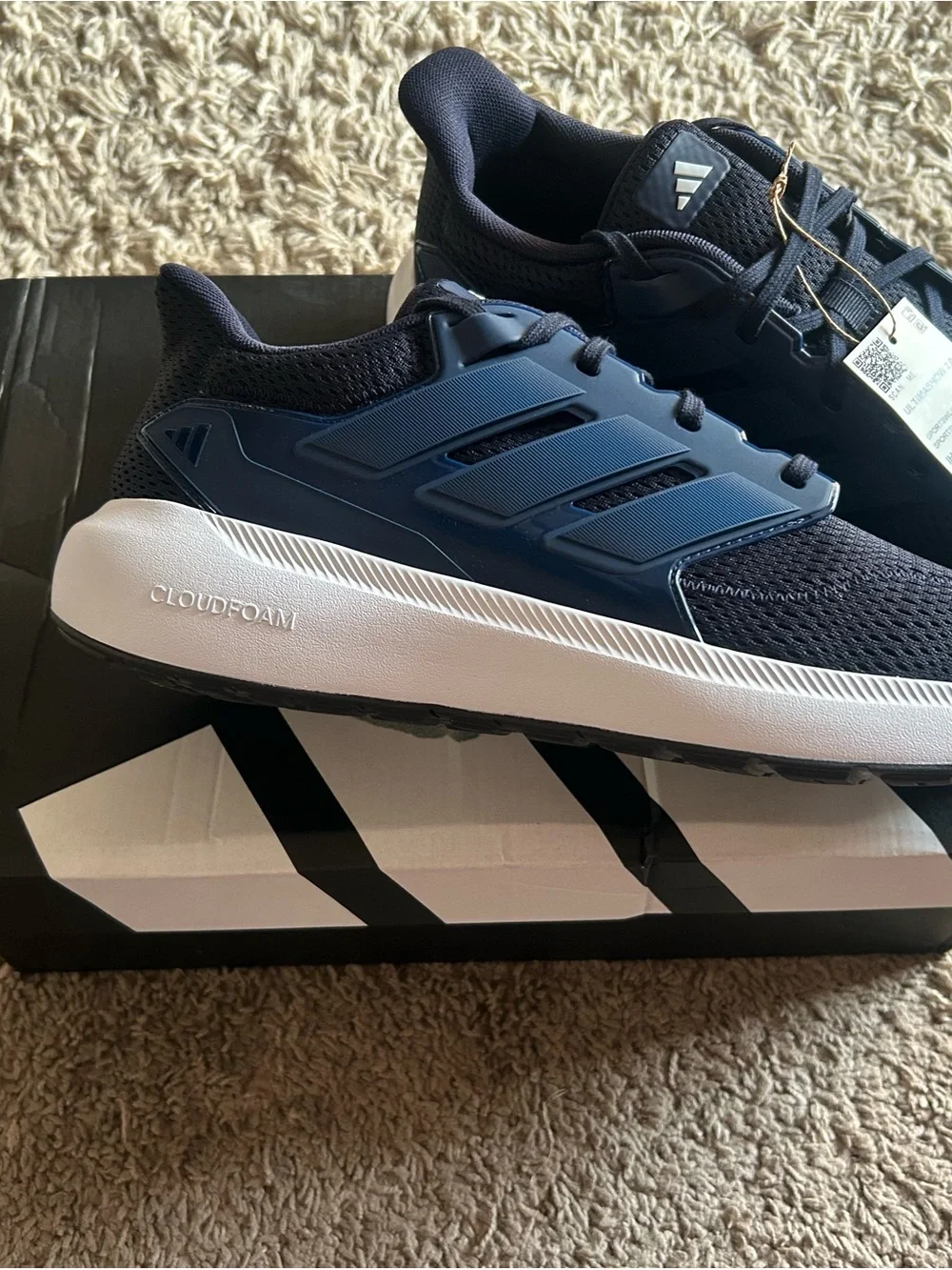 adidas Navy Athletic Running Shoes with White Sole